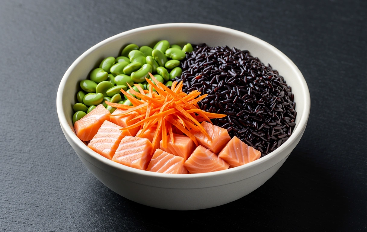 Nutritionally balanced salmon bowl